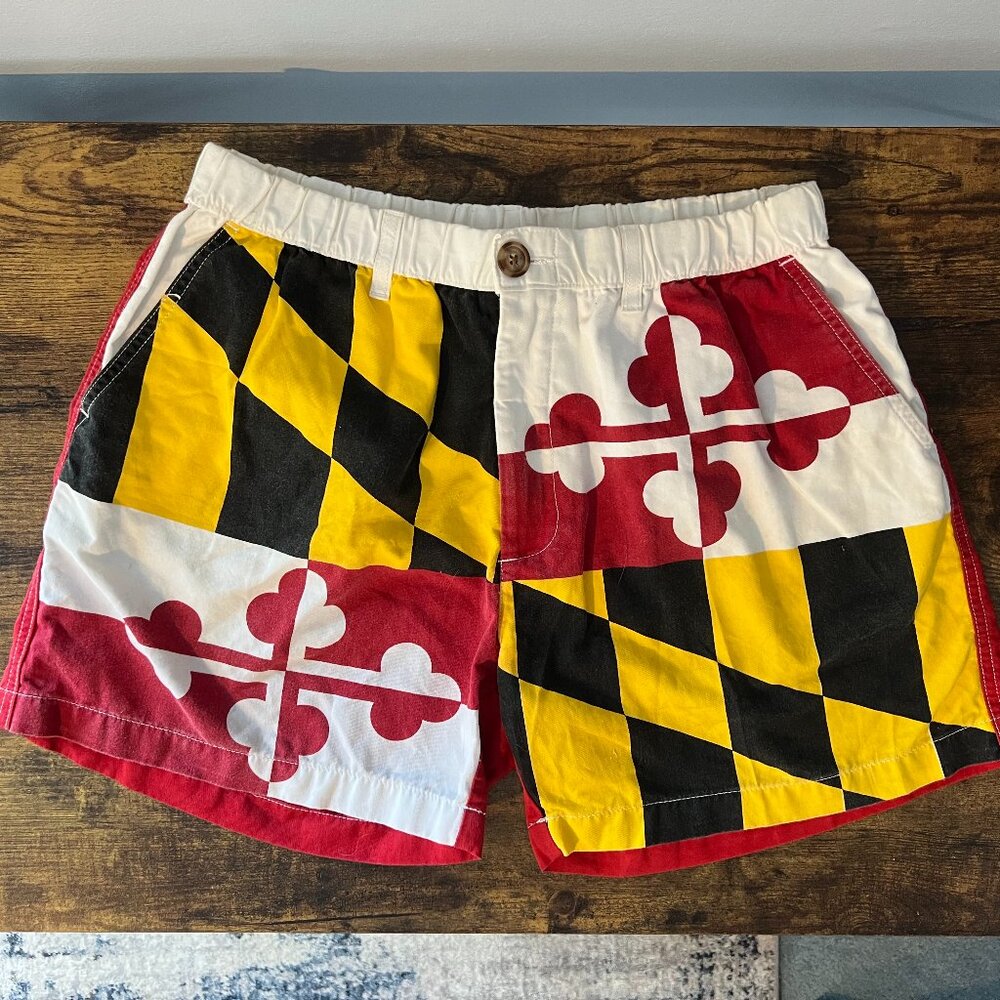 Chubbies Red, Yellow, Black, and White Hybrid Shorts